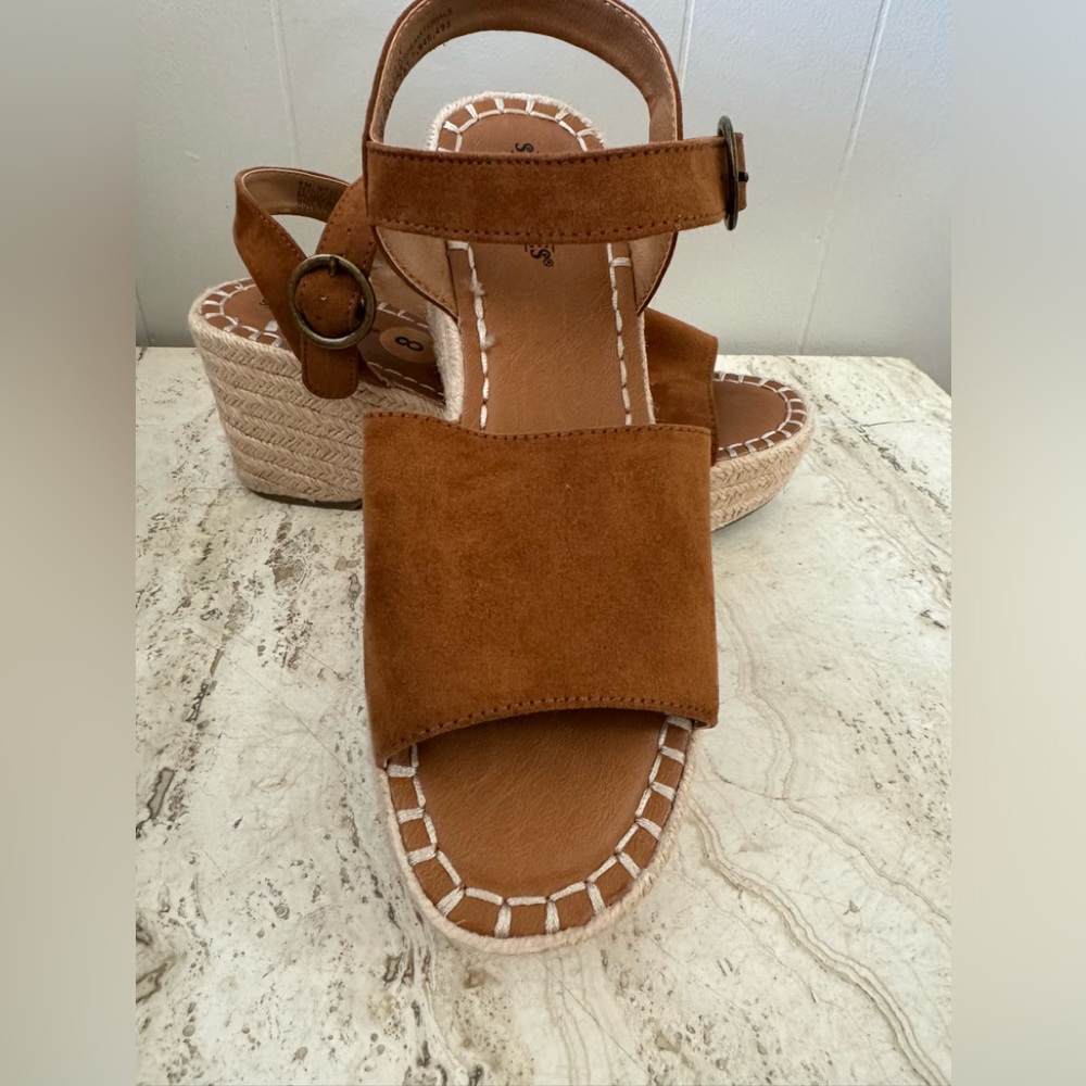 Anthropologie Seychelles platform wedge Espardille sandals brown size 8 in EUC